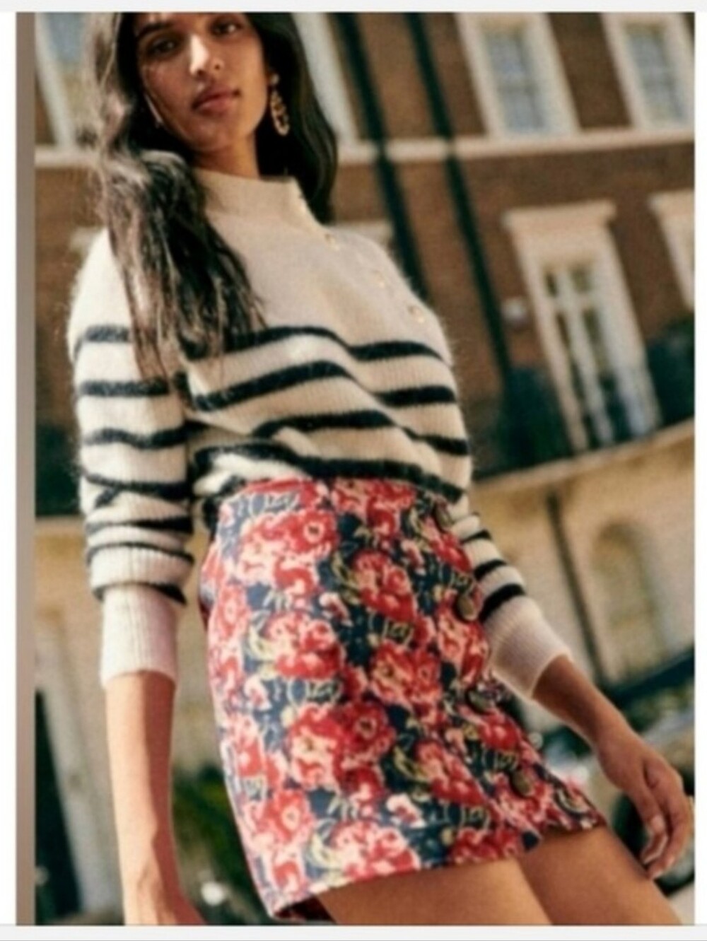 SEZANE LESLIE JACQUARD ROSES SKIRT